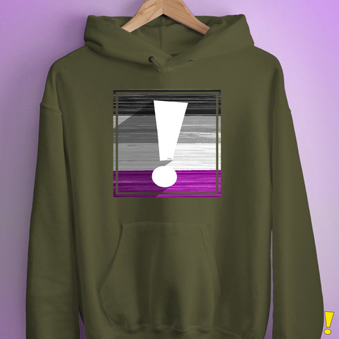 Asexual Pride Flag Exclamation Point Hoodie - Army